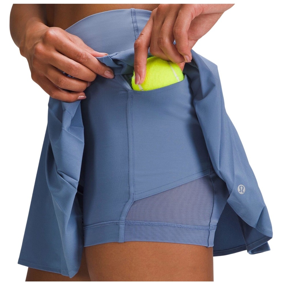 Lululemon Side-Pleat High-Rise TENNIS SKIRT OASIS BLUE Lined Pockets SIZE 4 - Picture 4 of 5